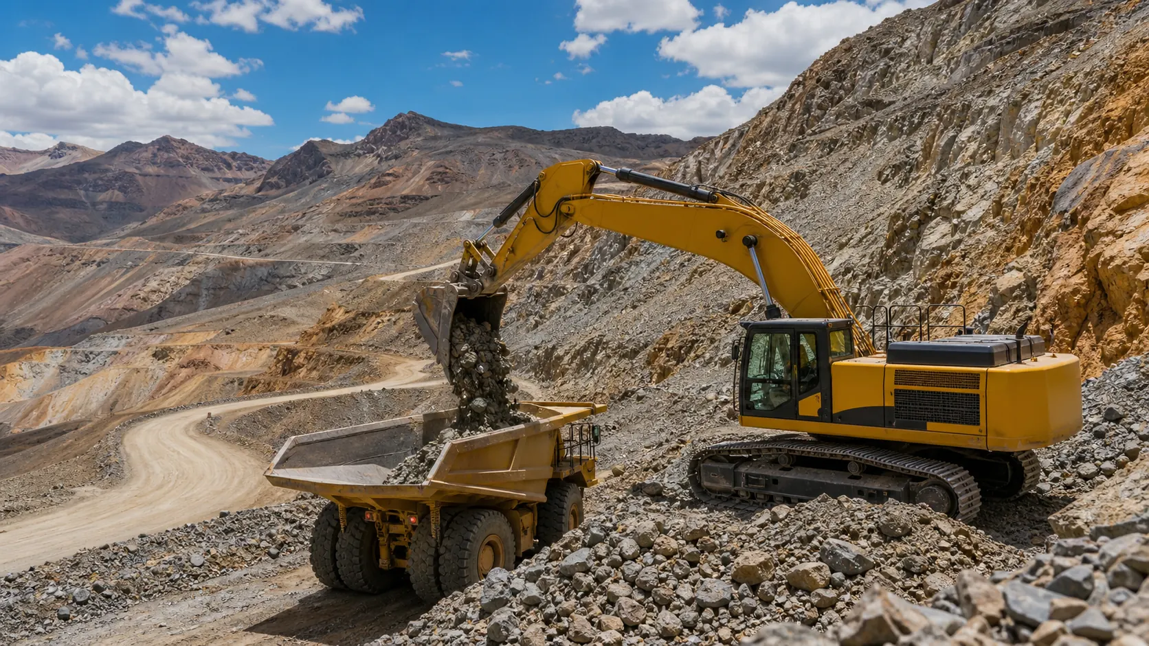Peru · Mountain road construction